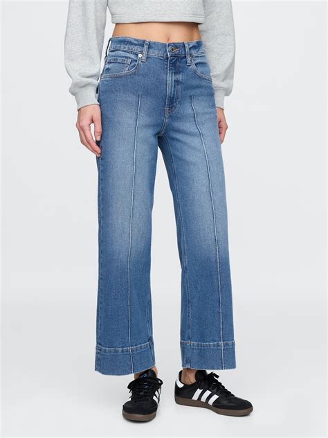 High Rise Stride Wide-Leg Ankle Jeans | Gap