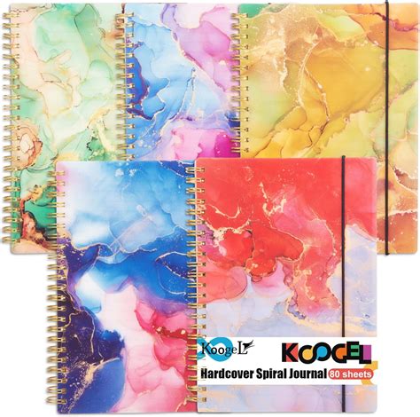 Amazon.com : EOOUT 4pcs A5 Spiral Notebooks, Hardcover Spiral Journals ...