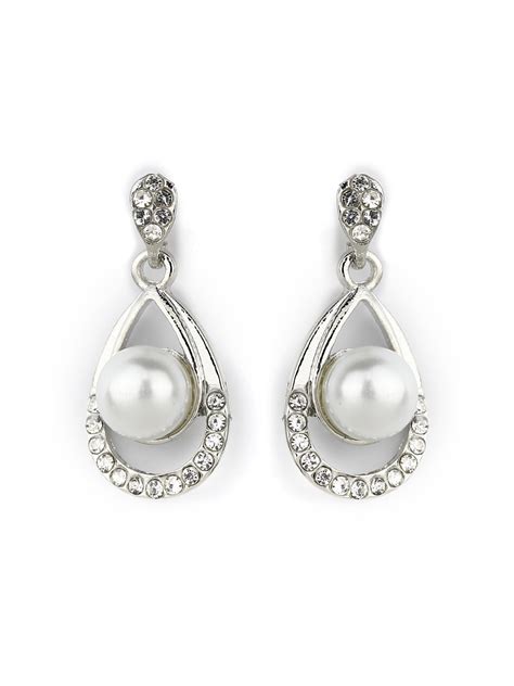 Droplet-Pearls & Stones Silver Plated Pendant Set – Priyaasi