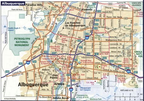 Detailed maps NM cities of Albuquerque, Las Cruces, Roswell, Santa Fe ...