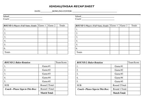 Printable Bowling Scoresheet