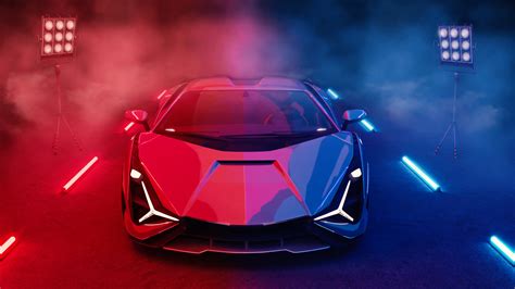 Lamborghini Sián FKP 37 Neon Wallpaper - HD Car Wallpapers #25810