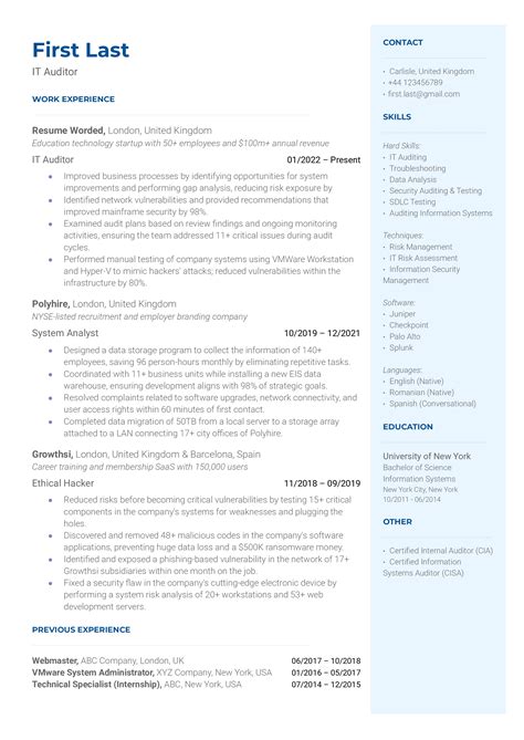 3 IT Auditor Resume Examples for 2025 | Resume Worded