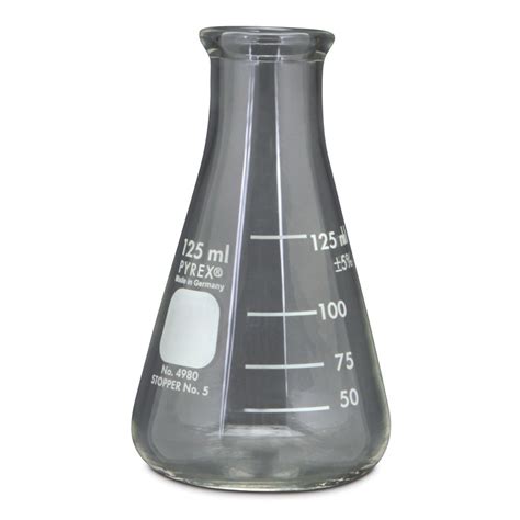 Pyrex® Glass Erlenmeyer Flask, Measuring, 125 mL, Case of 48 | Carolina ...