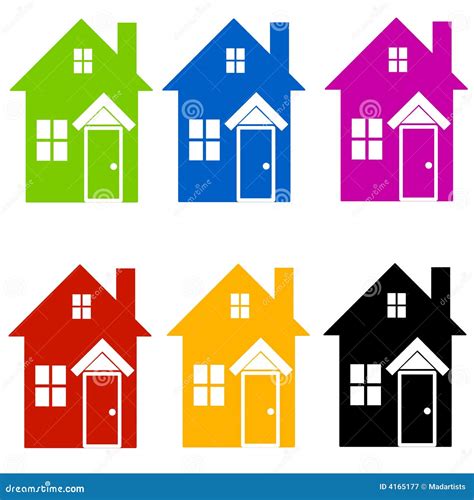 Colourful House Silhouettes Clip Art Stock Illustration - Illustration ...