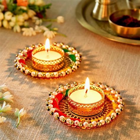 Buy Utsav Set of 2 Pearl Diya from Home Centre at just INR 299.0