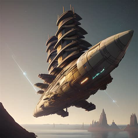 Matt Jeffries-inspired sci-fi concept art. Medium shot. A futuri ...