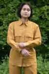Buy Yellow Linen Solid Collar Arizona Plain Shirt For Women by The ...