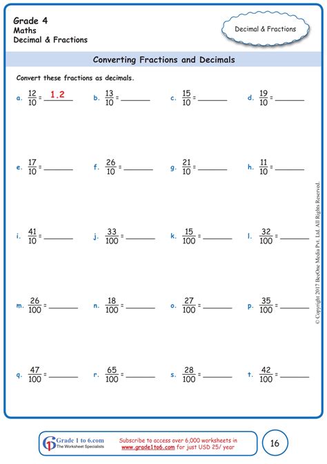 Converting Decimals And Fractions Worksheet | dev.onallcylinders.com