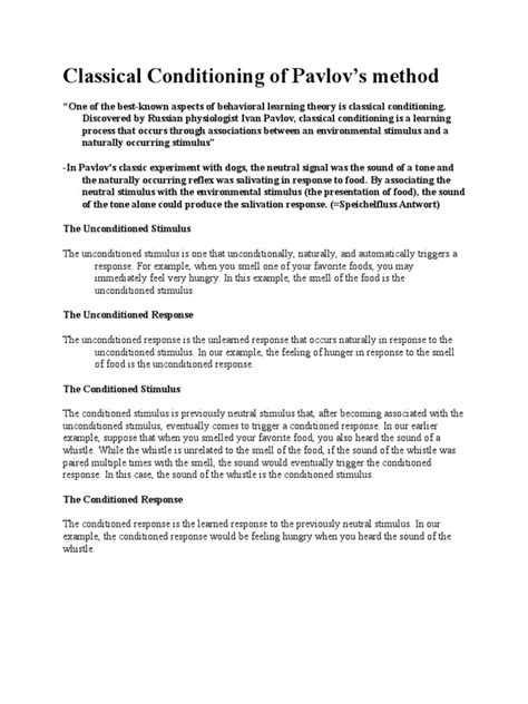 Classical Conditioning of Pavlov | PDF | Classical Conditioning | Learning