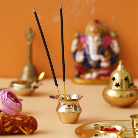 eCraftIndia Golden Matka Shape Brass Incense Stick Holder Agarbatti St