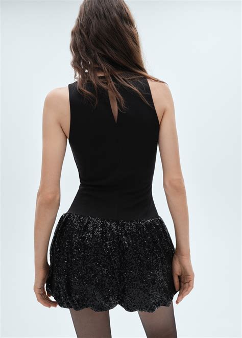 Sequin balloon skirt dress - Women | MANGO USA