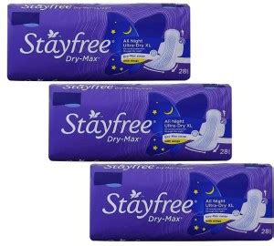 STAYFREE Dry-Max All Night Ultra-Dry With Wings XL- 28+28+28 Counts ...