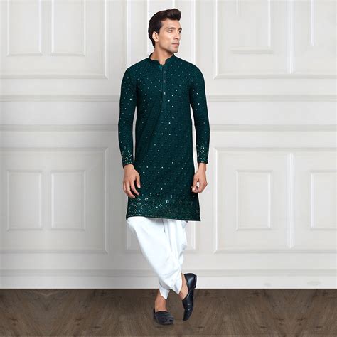 Peacock Green Mirror Work Kurta Set – Suvidha Fashion