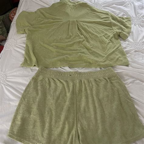 green hollister terry cloth cover up two piece set - Depop