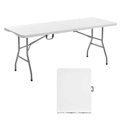 VEVOR Folding Table, 6 Ft Heavy Duty Portable Fold-in-Half Utility ...