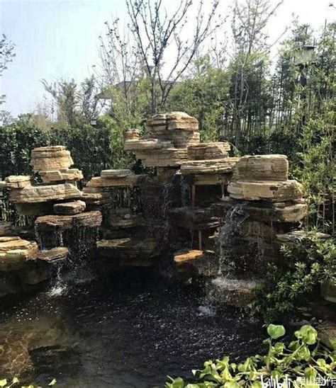 江苏盐城假山瀑布流水喷泉设计制作全过程详解，盛景园林假山设计制作，庭院假山水池作 - 哔哩哔哩
