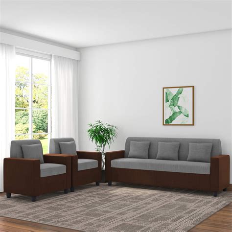 Adorn Homez Solid Wood Optima Budget 5 Seater 3+1+1 Sofa Set with ...