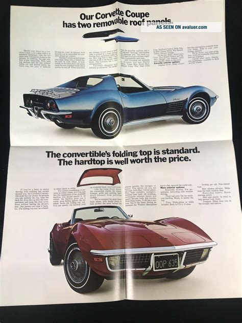 Vtg 1972 Chevrolet Chevy Corvette Car Dealer Sales Brochure Fold Out Poster | #4274112