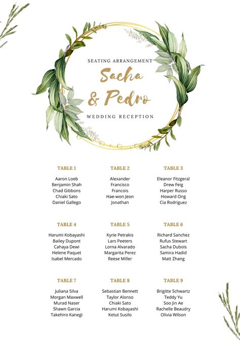 Seating Charts Templates