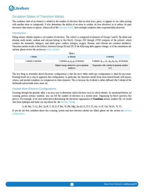 Oxidation States of Transition Metals | PDF | Electron Configuration ...