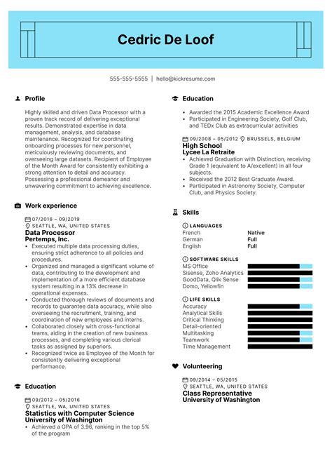 Image result for Data Processing Resume