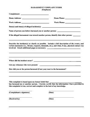 Fillable Online webdata dpsk12 HARASSMENT COMPLAINT FORM (Employee ...