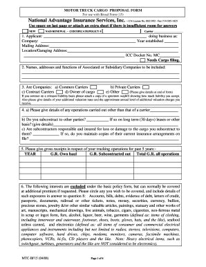 Fillable Online Lloyd's Motor Truck Cargo Proposal Form, # MTC-BF15 ...