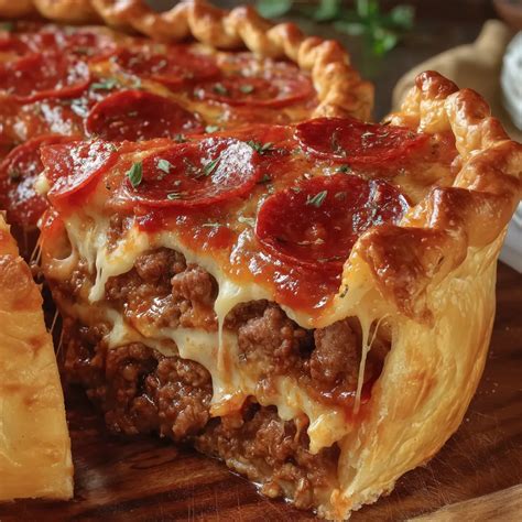 Deep Hamburger, Sausage & Pepperoni Pie - Ultimate Meat Lovers Dish ...