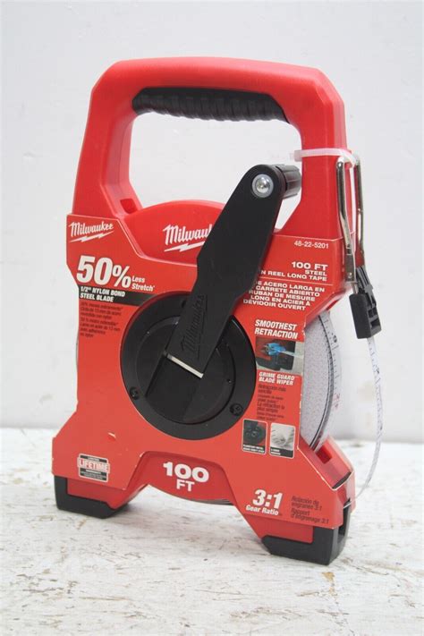 Milwaukee 48-22-5201 100 ft. Open Reel Long Tape Measure, 1/2" Nylon ...