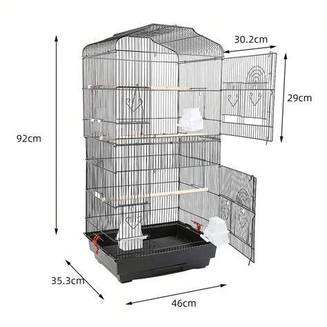Jaula para pájaros 46 x 35,5 x 99 cm Sin juguetes Asa portátil 4 ...