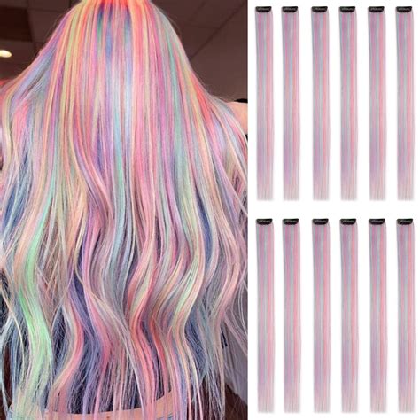 Amazon.com : 12pcs Purple Pink Blue Clip in Unicorn Extensions Mix ...