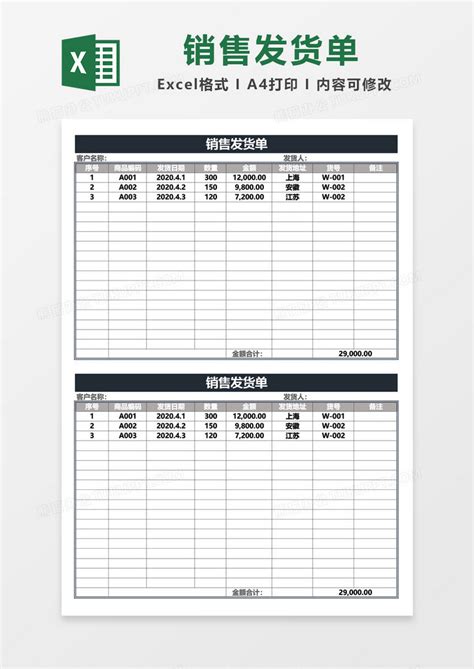 销售发货单明细表Excel模板下载_熊猫办公