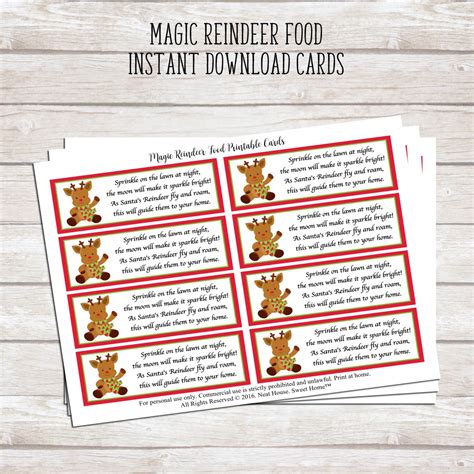 Magic Reindeer Food Poem Printable Tags for Christmas Favors Instant ...