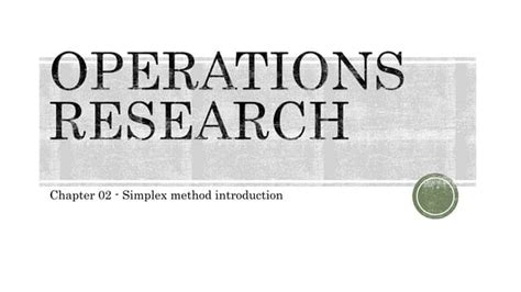 Image result for Operating Research Chapter Two