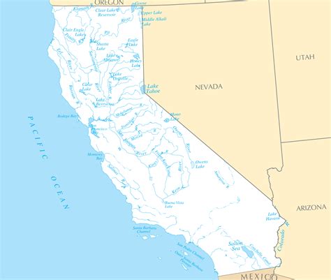 Map Of Rivers In California