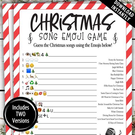 Christmas songs emoji game with border christmas gathering game night ...