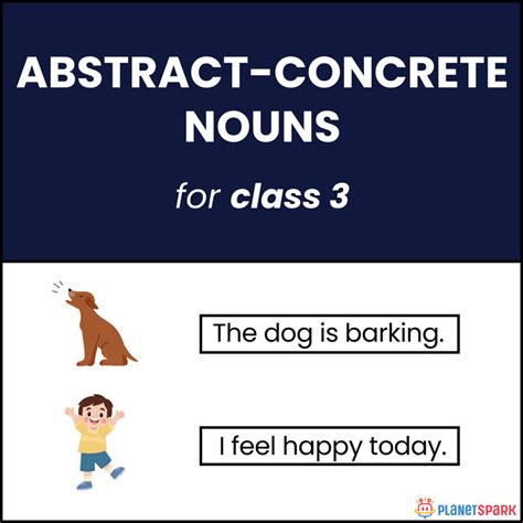 Class 3 English Worksheet on Concrete and Abstract Nouns | PlanetSpark