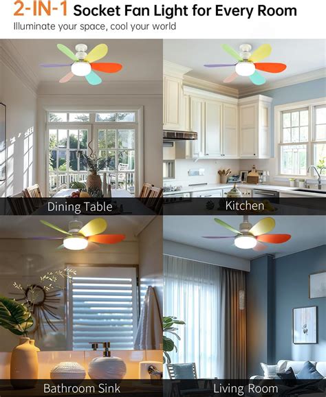 Elenhome Socket Fan Light with Remote, Screw Ceiling Fans India | Ubuy