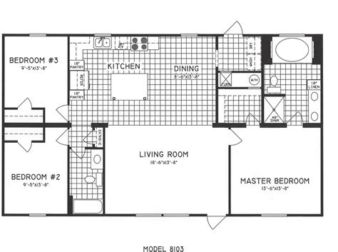 3 Bedroom Floor Plan: C8103 Hawks Homes Manufactured & Modular ...