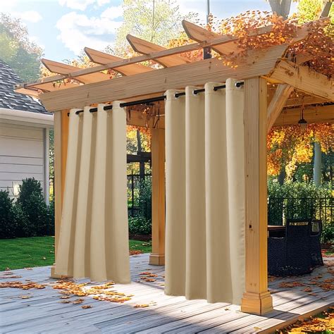 Coodeto Outdoor Patio Curtains - Waterproof, Privacy, Heat & Sun Shade ...