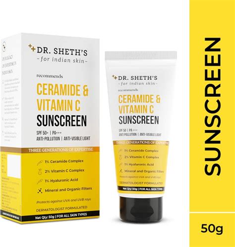 Dr. Sheth's Sunscreen - SPF 50 PA+++ Ceramide & Vitamin C| In-Vivo ...