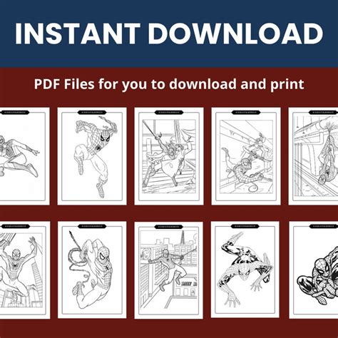 Buy 10 Printable Man Spider Coloring Pages Digital PDF File for Kids ...