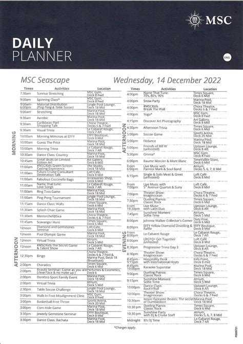 MSC Seascape, Daily Program, Caribbean, December 11, 2022 — Home