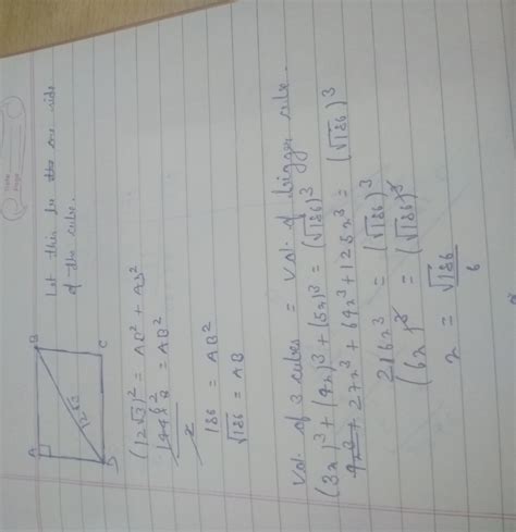 Three cubes of metal whose edges are in the ratio 3:4:5 are melted down ...
