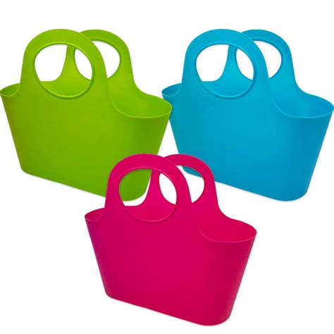 Buy Set of 3 Large Plastic Baskets with Handles ~ Basket Plastic Large ...