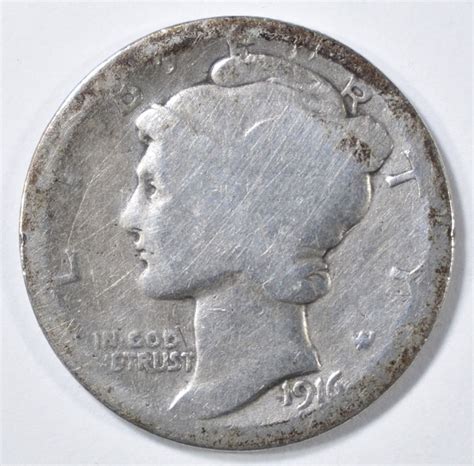 1916-D MERCURY DIME AG