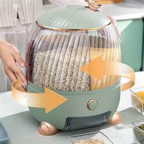 Yagzon Grain Dispenser, Rotating Rice Dispenser Storage Container, 5 ...