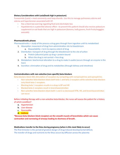 Pharmacology final - Dietary Considerations with Lasix(foods high in potassium) Furosemide ...