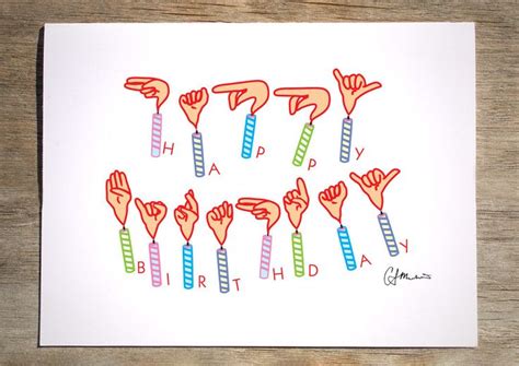 ASL Happy Birthday Candle Card (#15L) | Sign language art, Happy ...